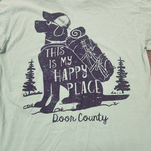 Vintage Comfort Colors Door County Shirt Mens Large Blue Short Sleeve Pullover